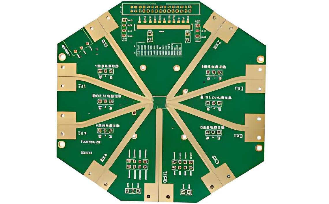 Aerospace PCB design with thermal vias for heat dissipation.