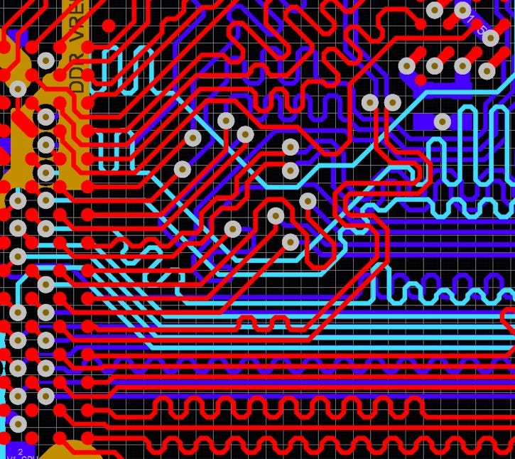 High-speed PCB trace layout for gaming console with differential pair routing