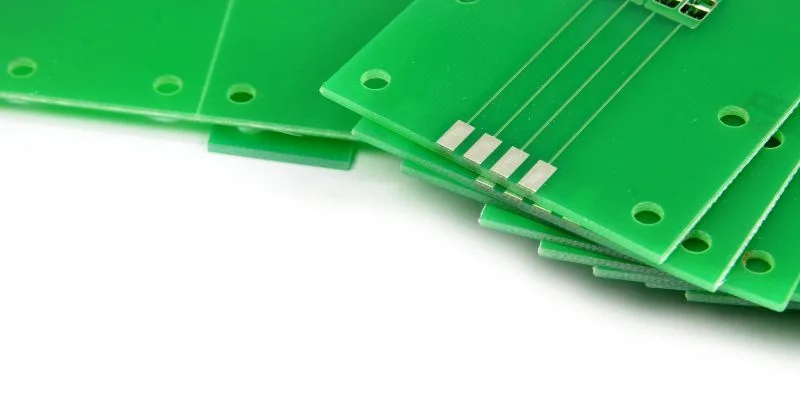 Non-plated through-holes on a PCB for mechanical mounting.