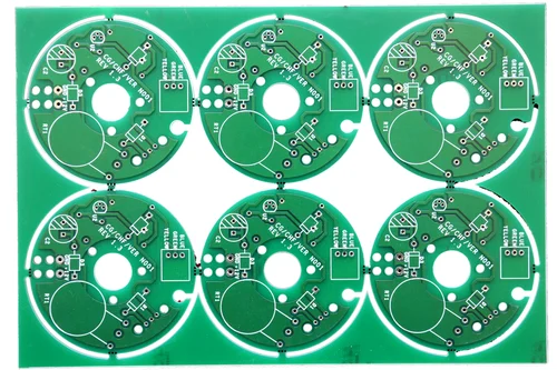 PCB panel with break tabs for tab routing depaneling.