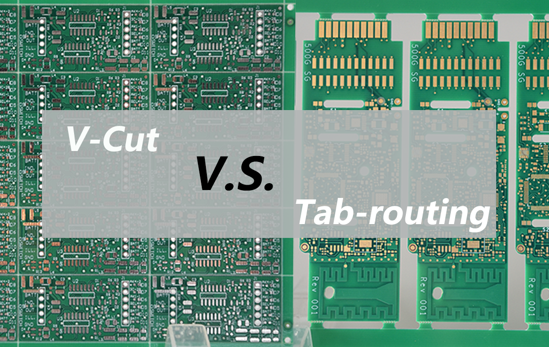 PCB panel with V-grooves and tabs for clean depaneling.
