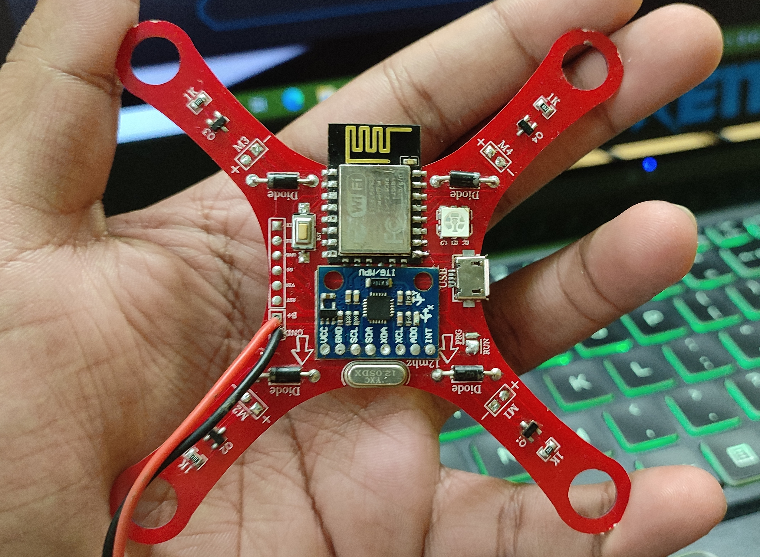 Drone flight control PCB with surface finish for protection and solderability.
