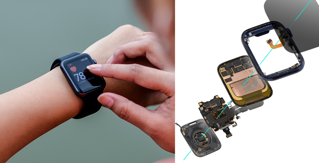 Rigid flex PCB in a wearable device application.