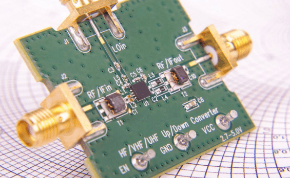 Finished RF PCB prototype integrated into a wireless communication device