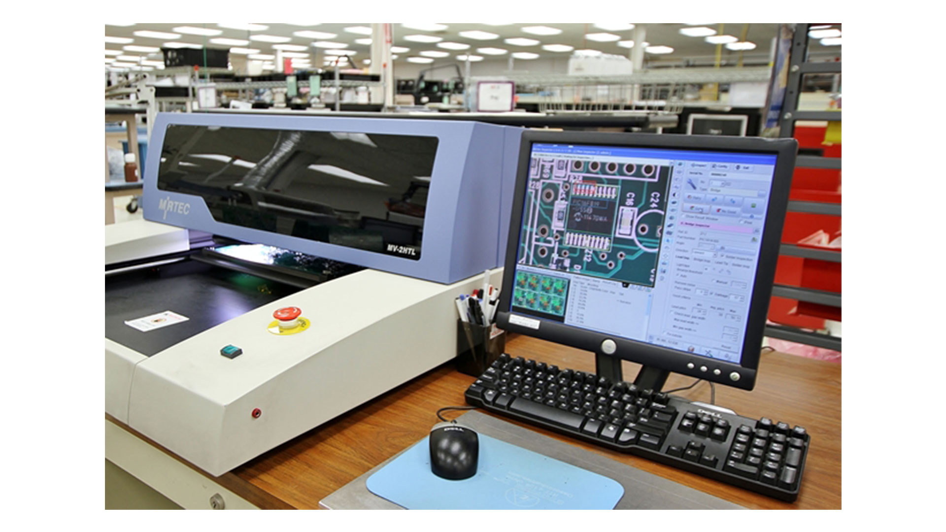 Automated Optical Inspection (AOI) machine scanning an ADAS PCB for defects during assembly