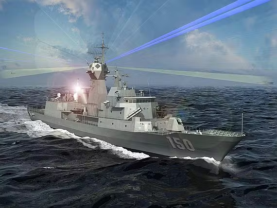"Military radar system on a naval ship for defense applications."