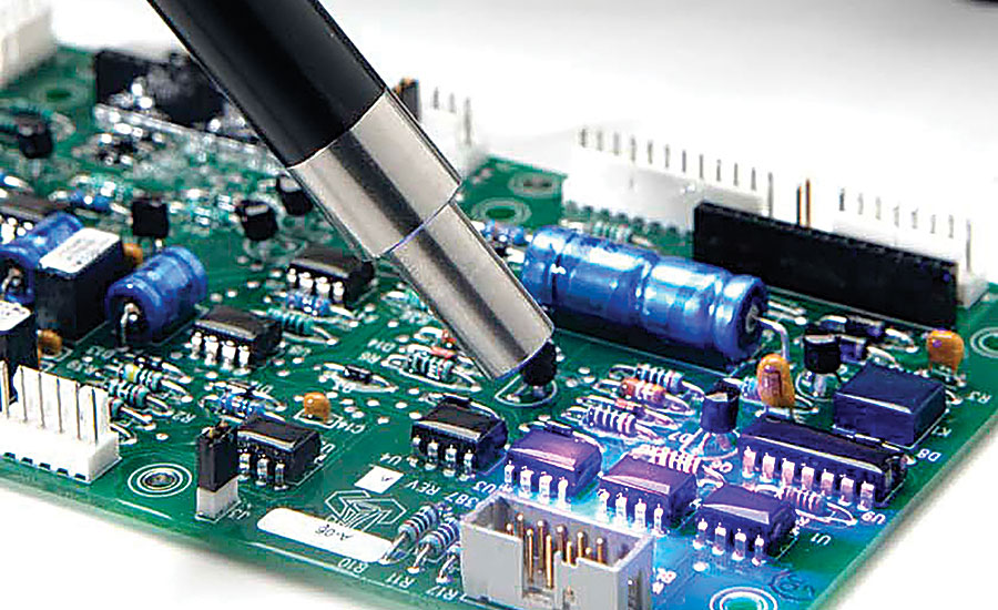 ICT test fixture testing a PCB for electric vehicle manufacturing