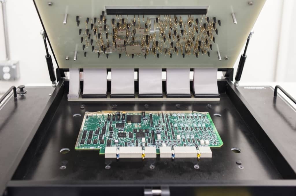 High-current test setup using ICT fixture for EV PCB testing