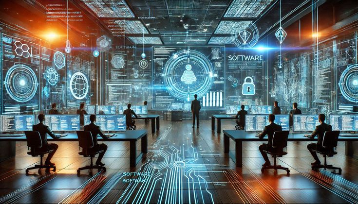 Futuristic AI-driven PCB design workspace for ADAS systems