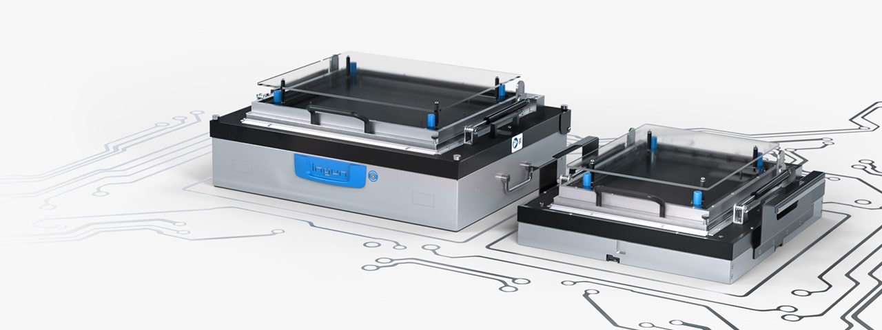 Vacuum ICT fixture securing a PCB for in-circuit testing