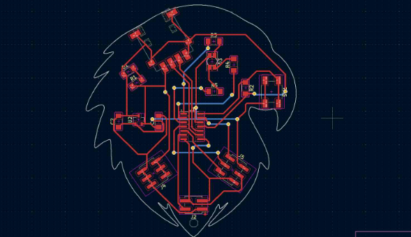 PCB design software displaying hidden inner layer art layout.