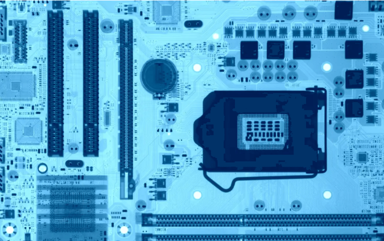 X-ray view of PCB revealing hidden inner layer art design.