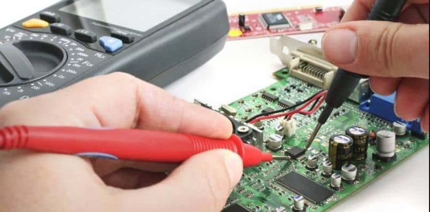 Testing PCB components with a multimeter for transparent builds