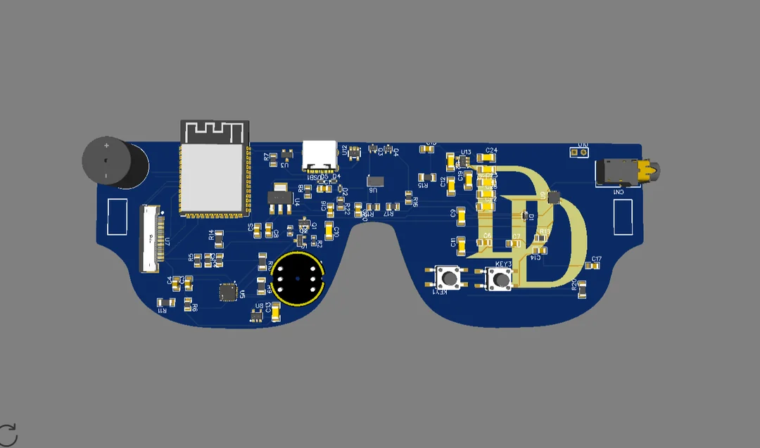 Smart glasses PCB layout with blind vias for compact design