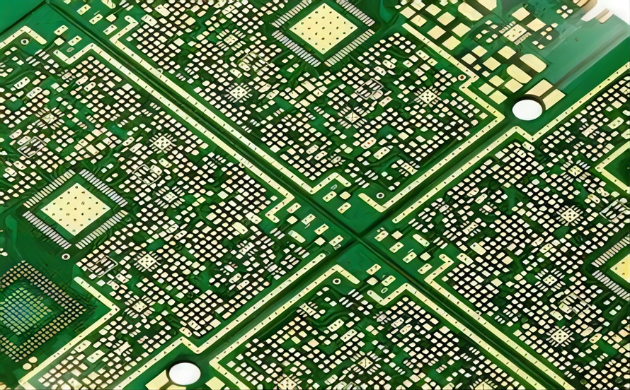Microscopic view of advanced PCB materials for routers and switches