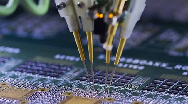 Close-up of PCB with small components for alignment testing
