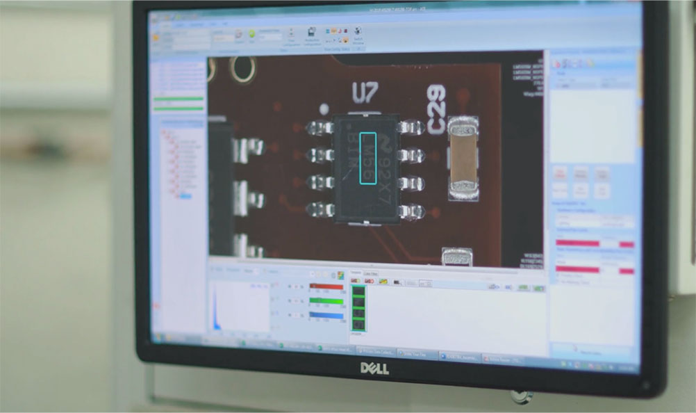 Setting up AOI system for component alignment inspection.