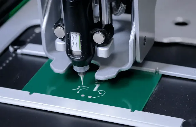 3D printer producing a PCB prototype for rapid prototyping