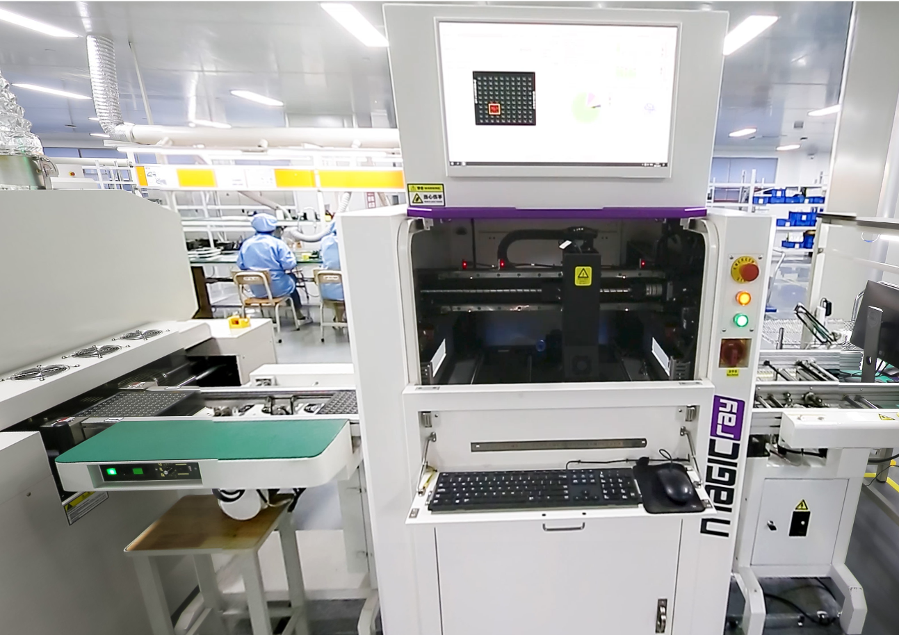 AOI system inspecting PCB solder joints