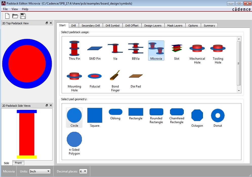 PCB design software showing via placement and signal routing.