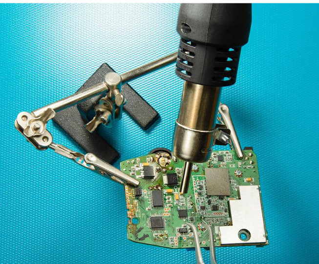 Rework station setup for PCB trace repair