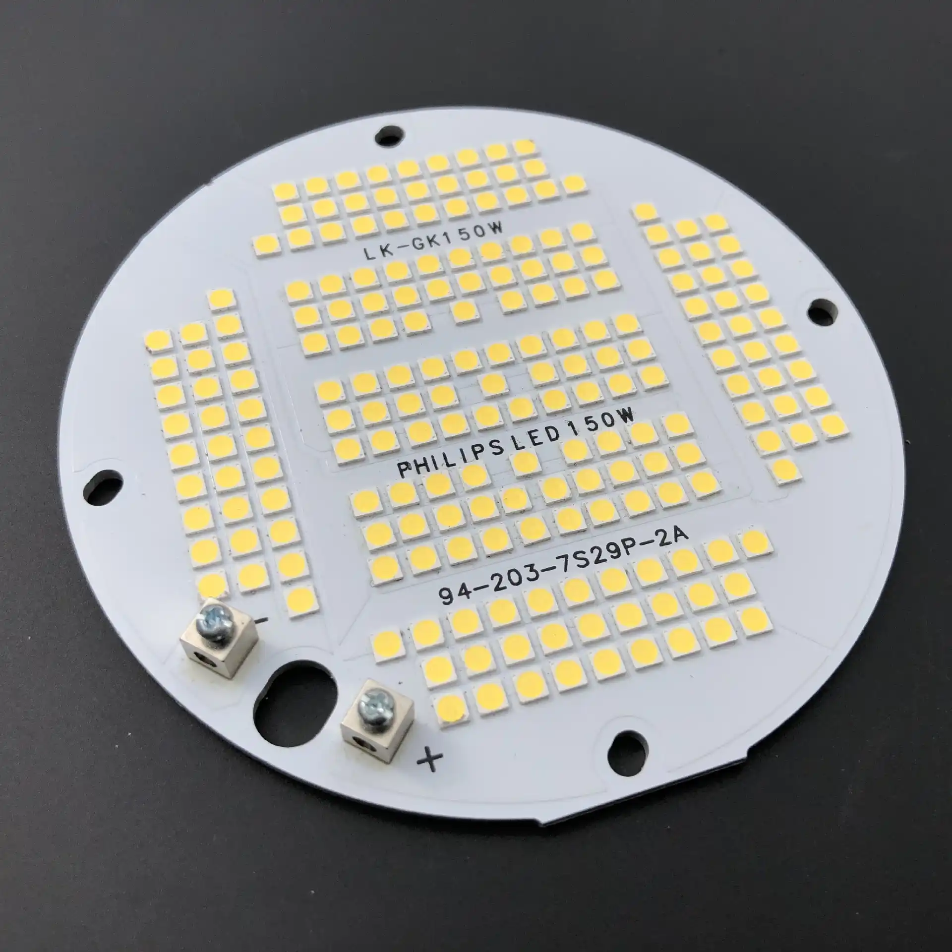 High-power LED on a Metal Core PCB with thermal vias for heat dissipation.
