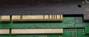Close-up of connector PCB with gold plating for improved electrical performance