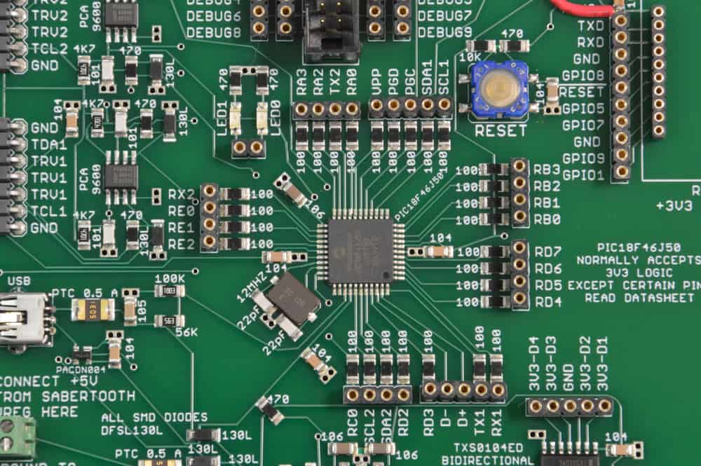 Automotive PCB in a control unit requiring precise component placement