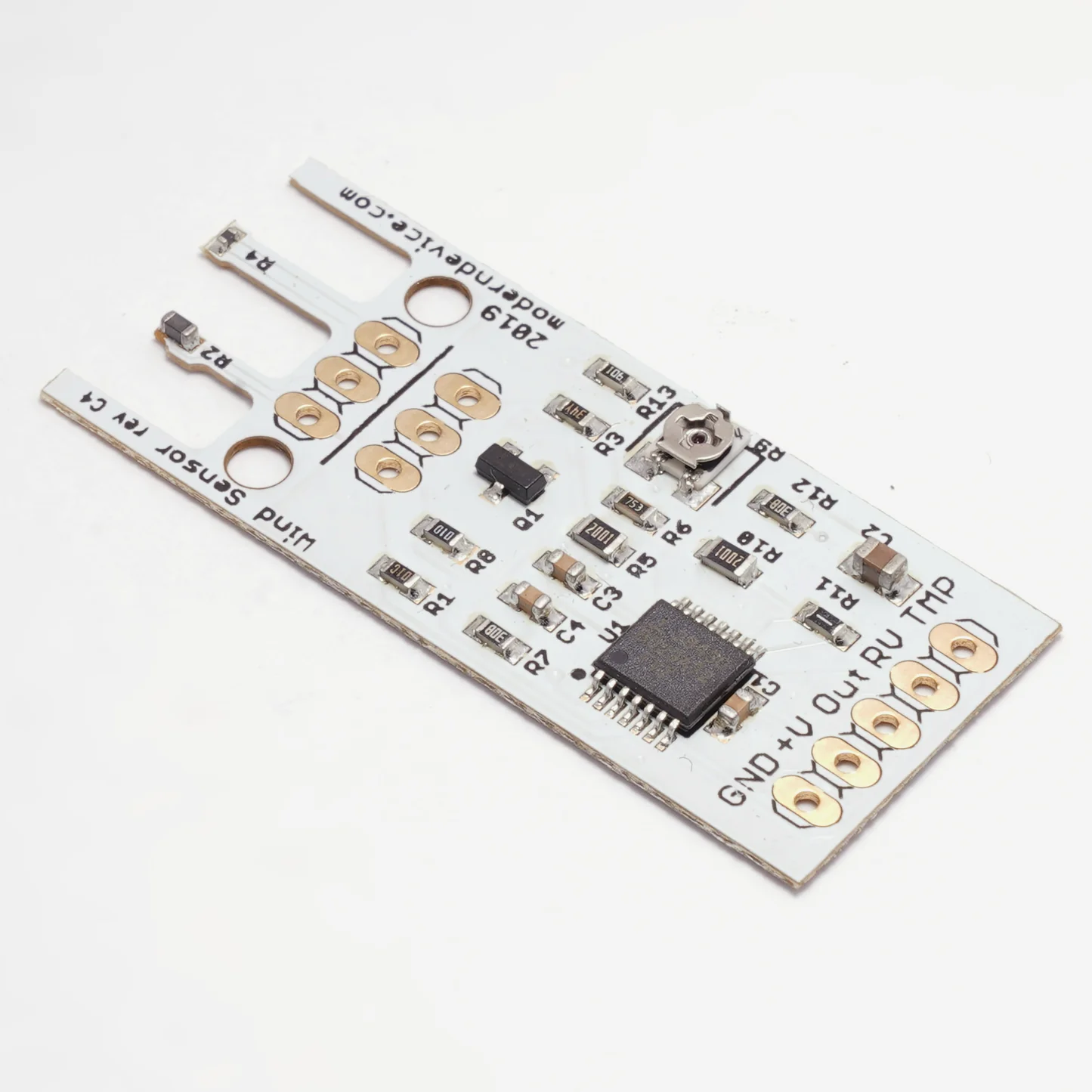 Sensors integrated into DIY PCB for wind turbine monitoring"