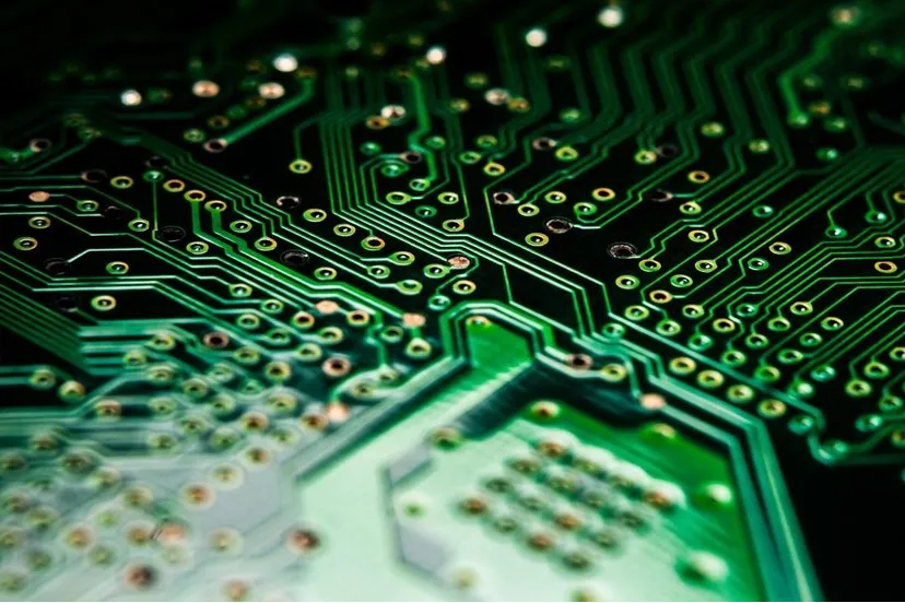 PCB design layout with traces and components for product development