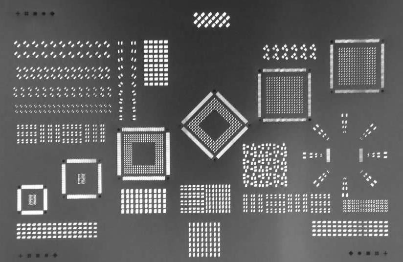 Laser-cut SMT stencil for PCB solder paste application"
