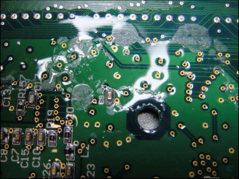 PCB with conformal coating peeling due to no-clean flux residue