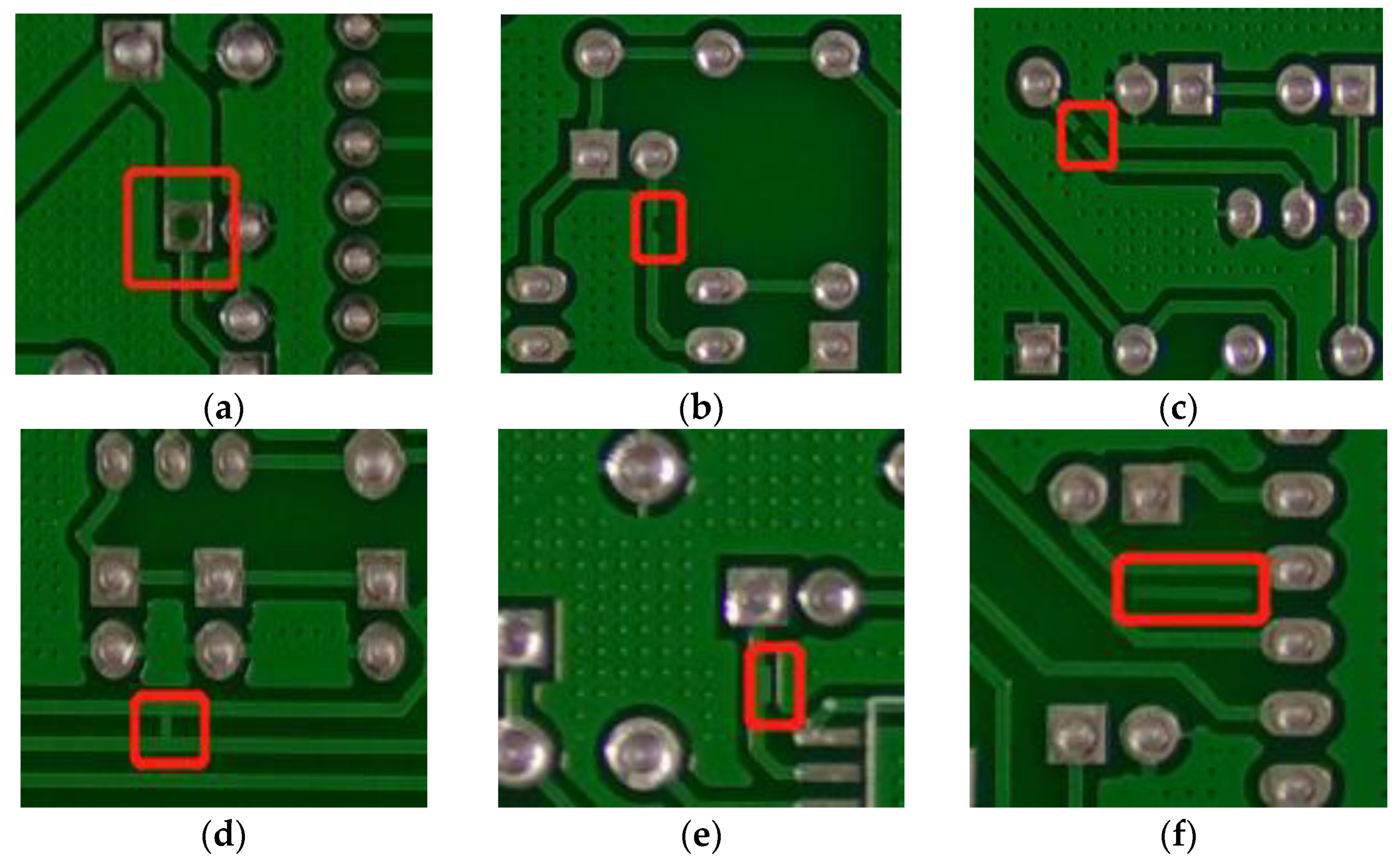 Machine learning PCB defect detection highlighting solder errors