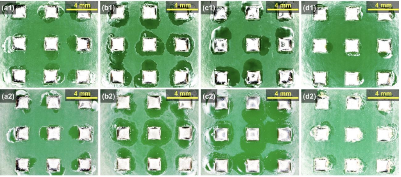PCB with minimal residue from no-clean flux after soldering
