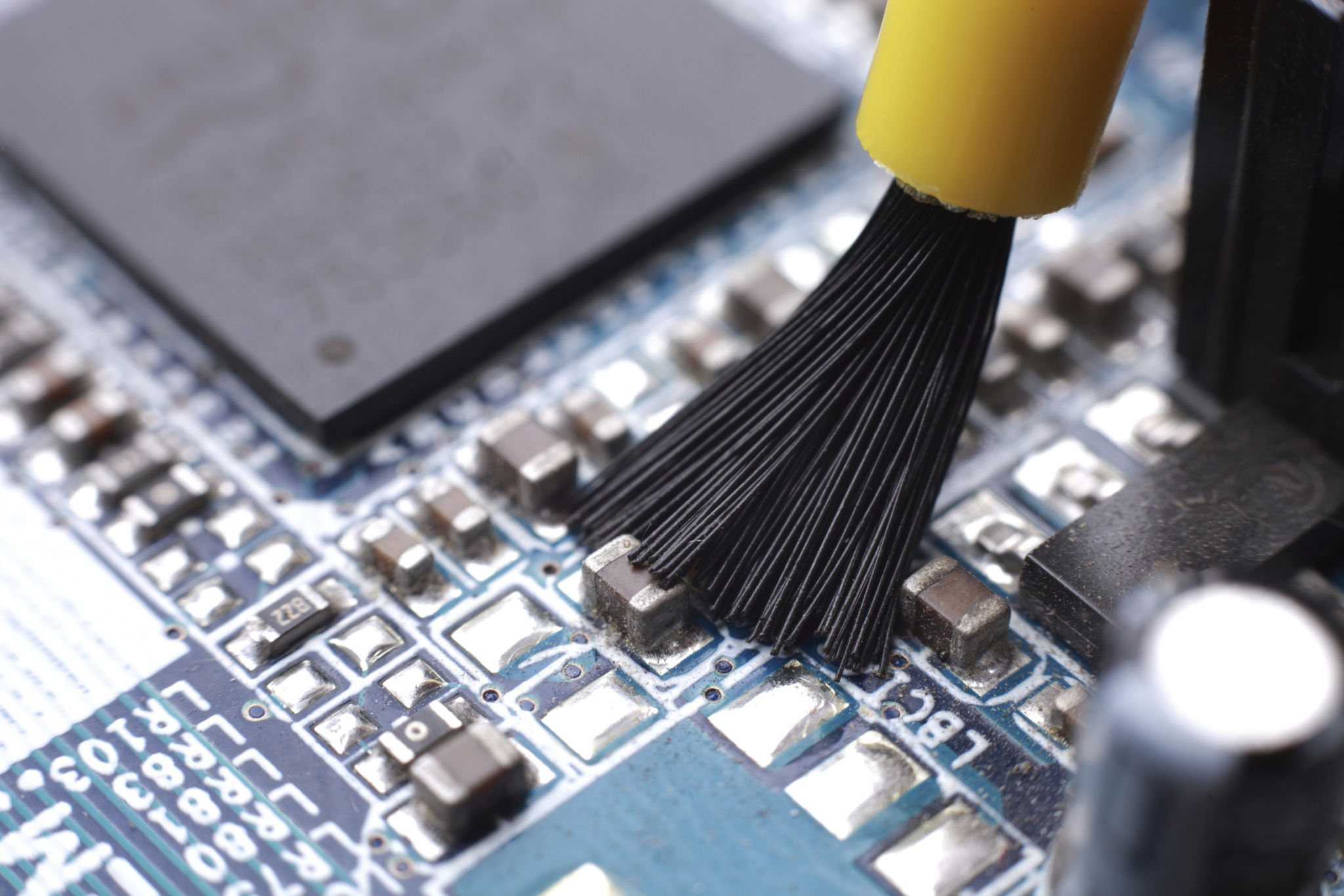 PCB components sensitive to cleaning solvents