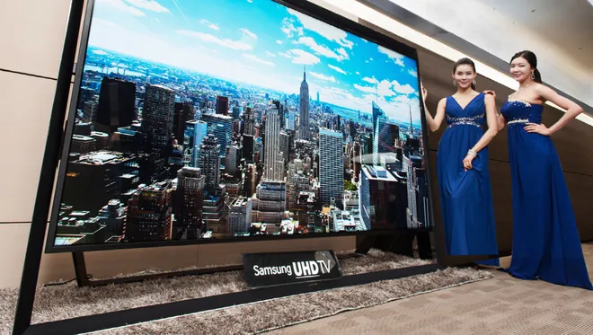 High-resolution retail display in a modern store showcasing vibrant visuals