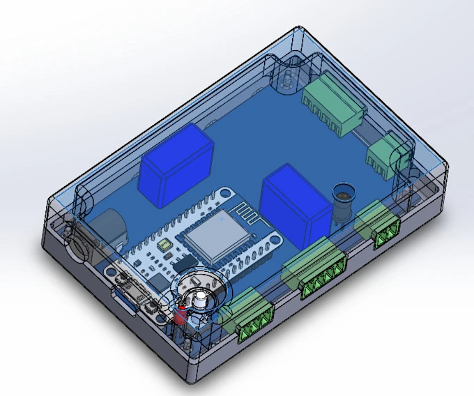 3D model of a compact pet tracking PCB enclosure design