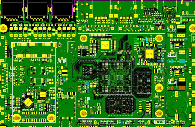 PCB layout with optimized thermal via placement for SMT.
