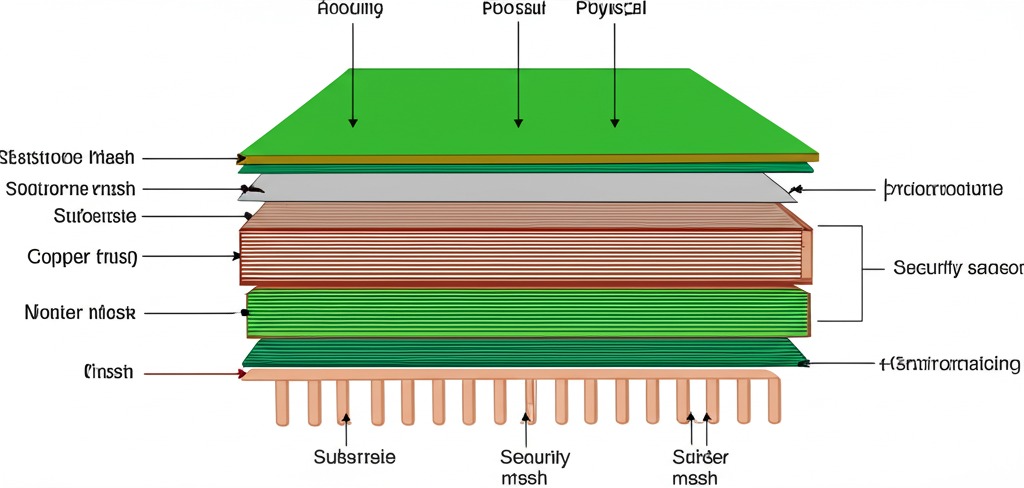 Cross-section of a secure PCB design for POS systems with anti-tampering features