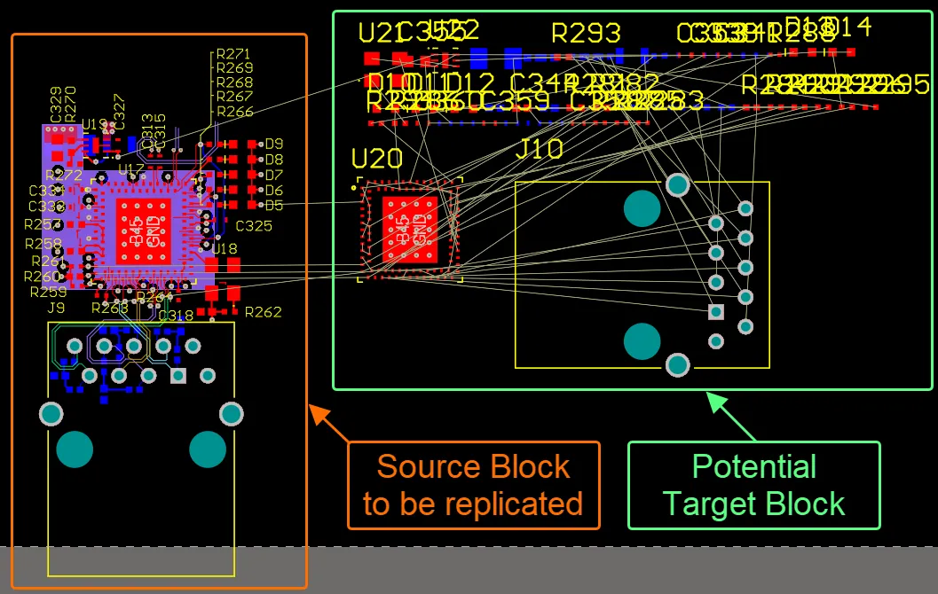 PCB layout for hotel room control with key components highlighted