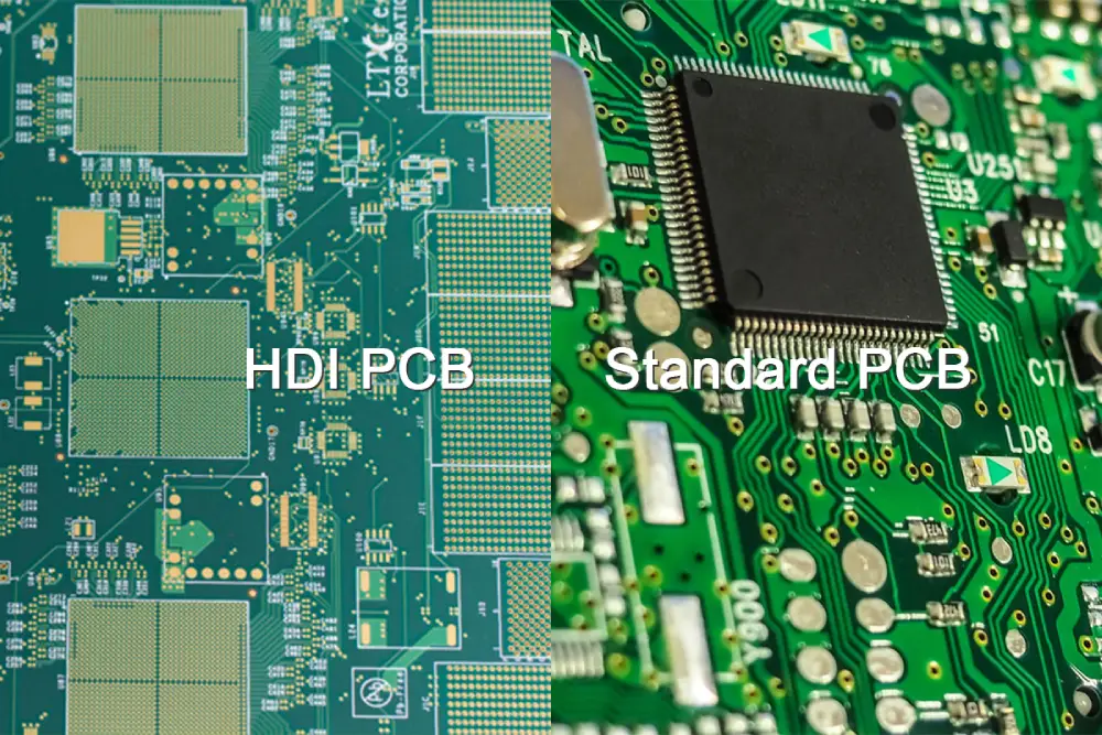 Comparison of traditional PCB holes vs. laser-drilled microvias for PCB miniaturization