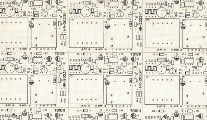 Finished CEM-1 PCB with solder mask and silkscreen.