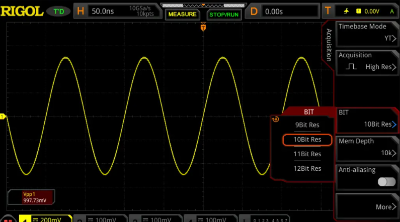 Oscilloscope Display of Noisy Signal in Fitness Tracker PCB