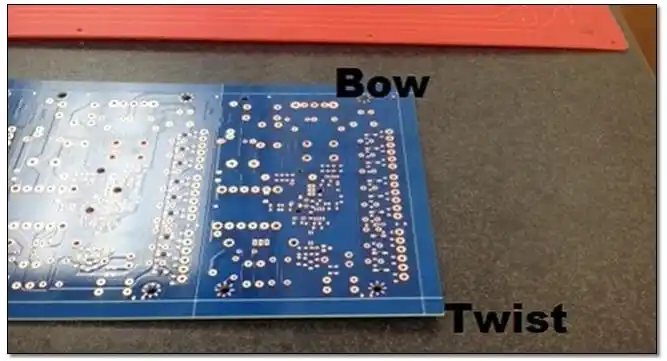 Illustration of PCB panel warp and bow 