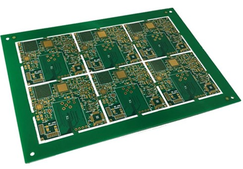 Example of a PCB panel with multiple individual boards for manufacturing
