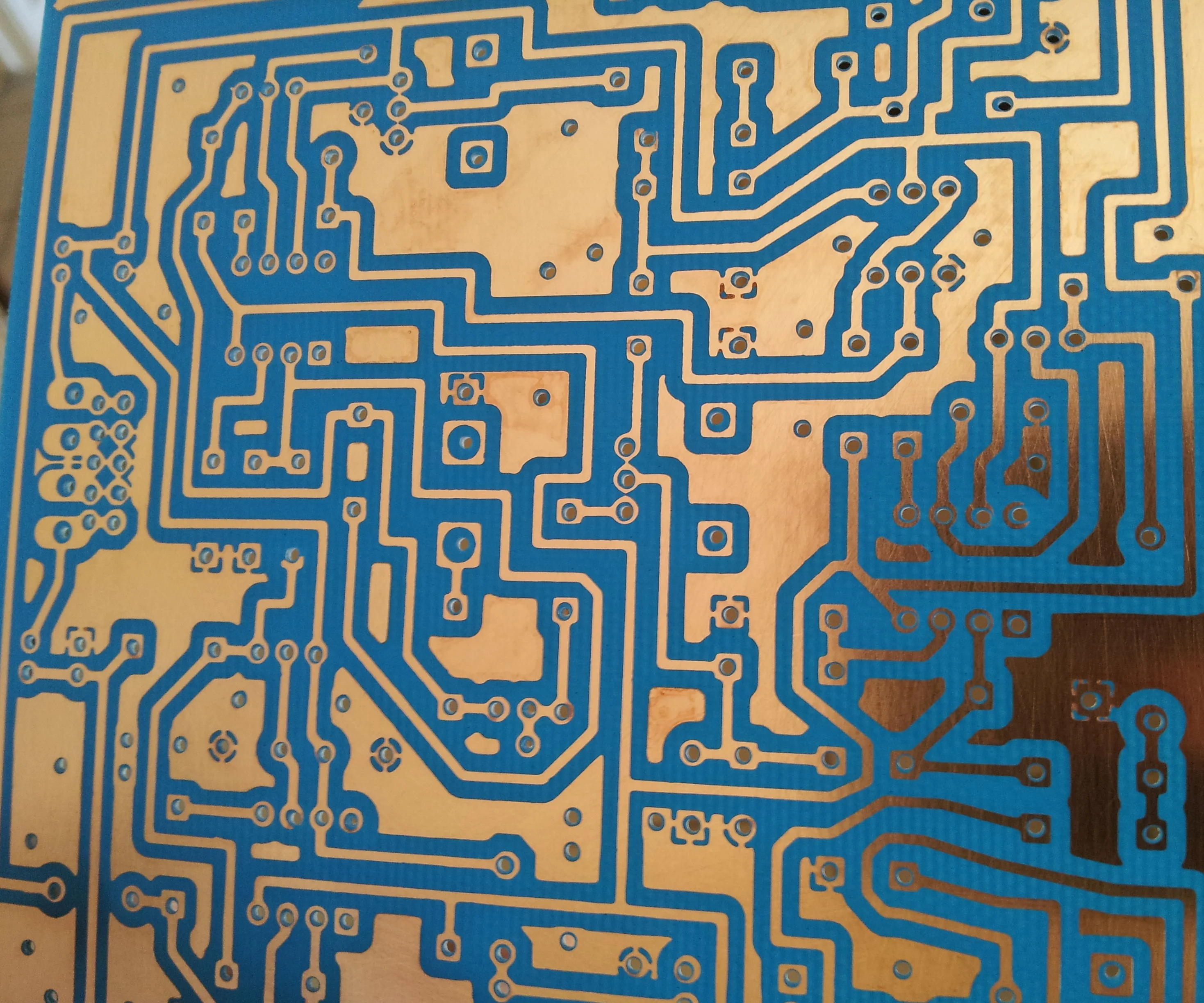 PCB substrate coated with photosensitive resist for LDI workflow.