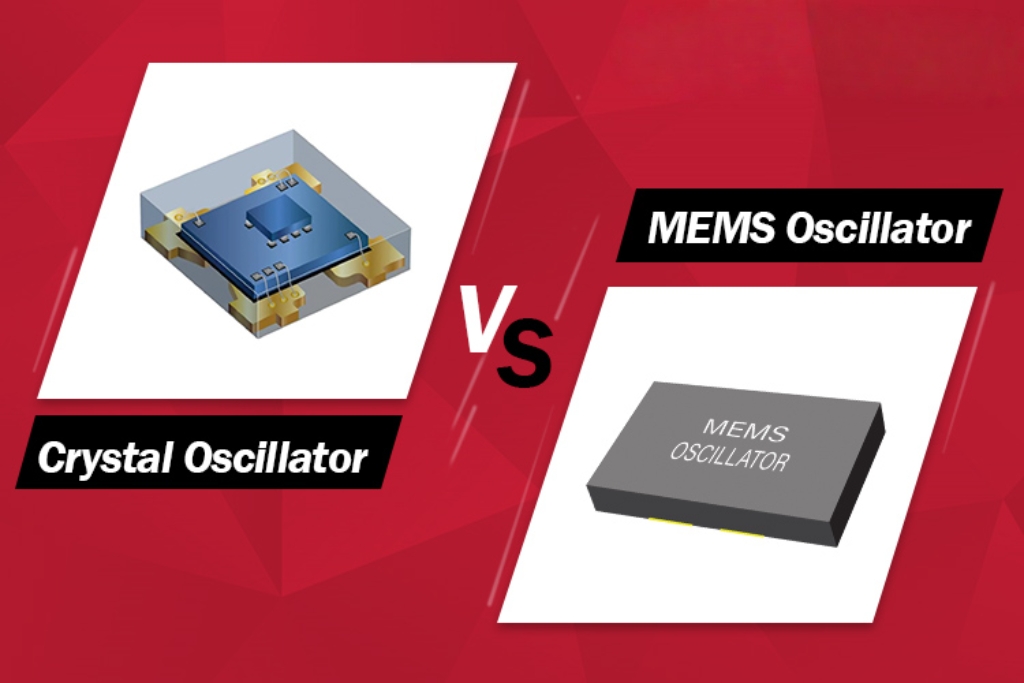 Size comparison of MEMS oscillator vs. crystal oscillator for IoT devices.