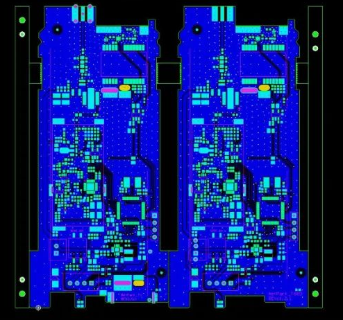 PCB panel with mouse bites and V-scoring for depanelization