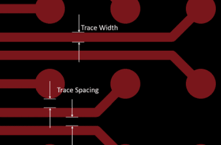 Close-up of flexible PCB copper traces showing line width tolerance.