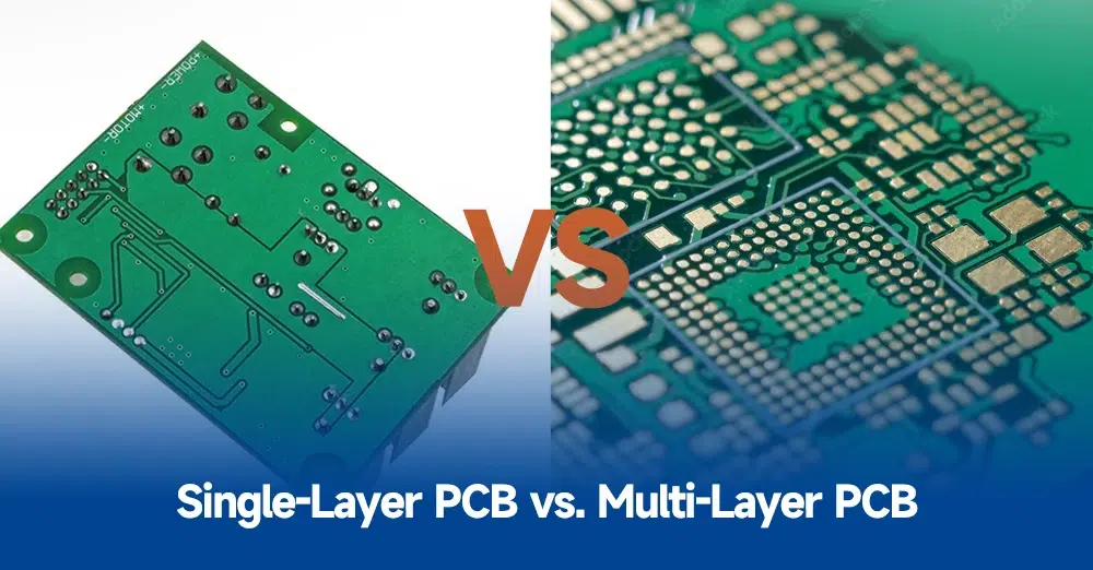 Comparison of single-layer PCB and multi-layer PCB designs.